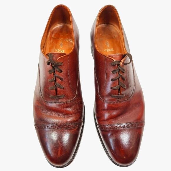 Polo Ralph Lauren Mens Benchmade In England Cap Toe Oxford Lace Up Shoes 9 D - Picture 1 of 9